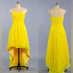 Windsor Yellow Low High Strapless Sheer Lined Dress Size Small NEW Without Tag